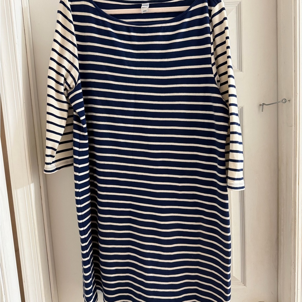 Old Navy Long Sleeve Striped Dress - Navy and Cream